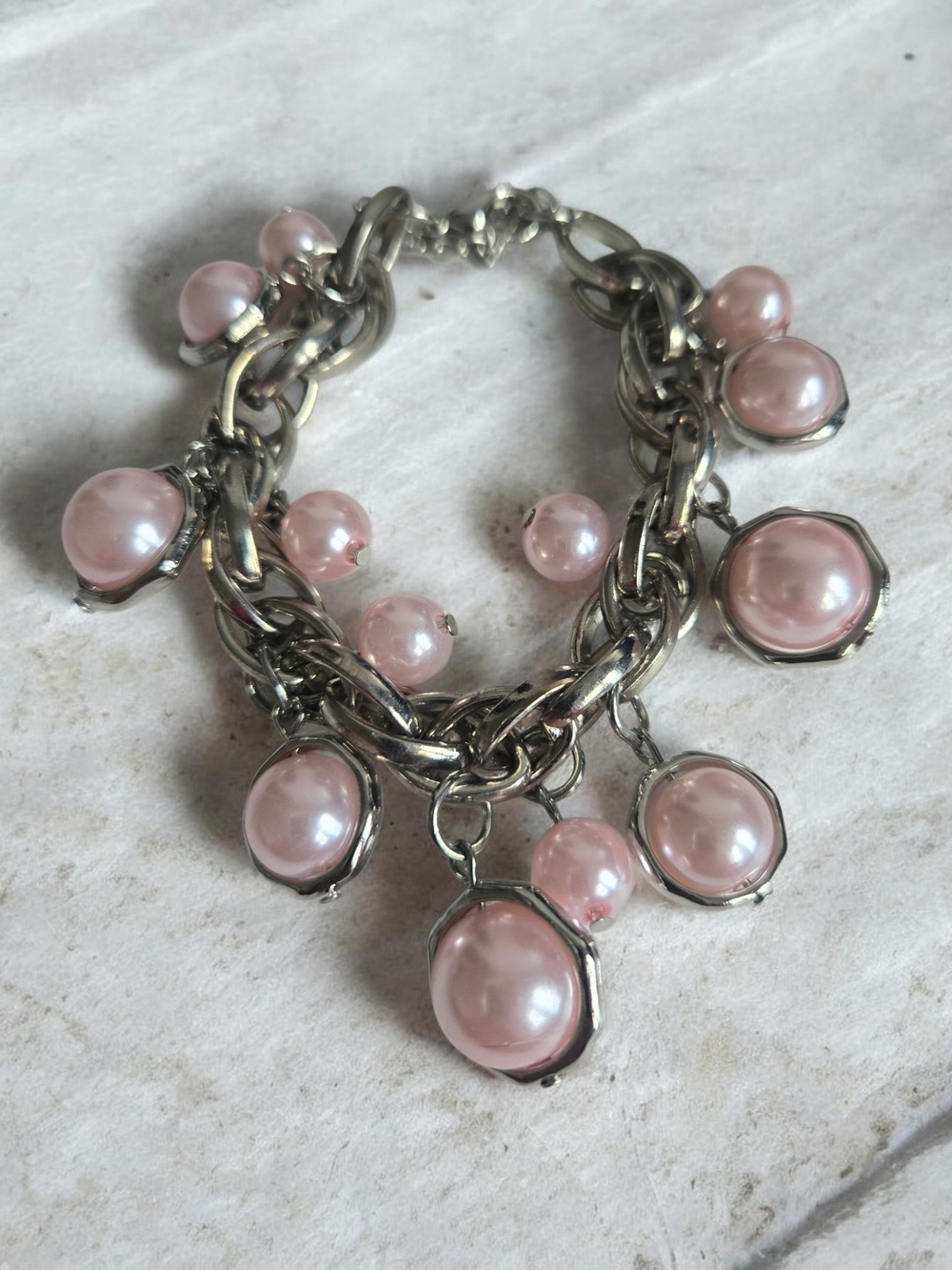 Pink Pearl Charm Bracelet